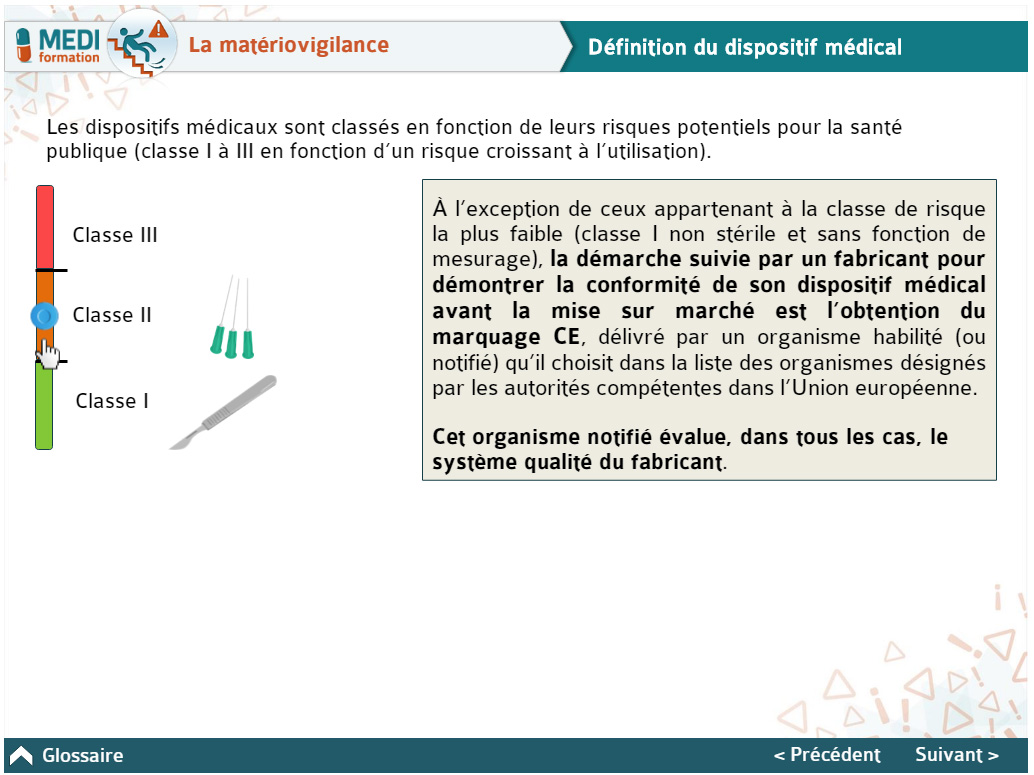 Page de cours sur la définition du dispositif médical