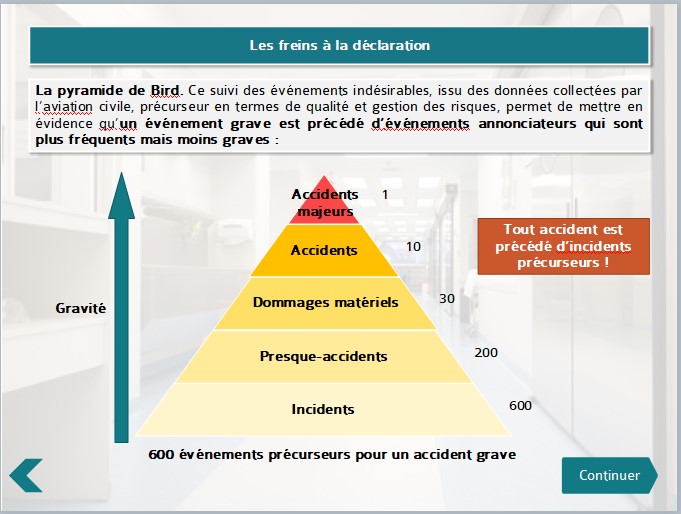 Ecran de cours sur les freins à la déclaration